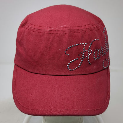 Harley-Davidson Army Cap Red One Size Rhinestone Script Adjustable Strap Hat