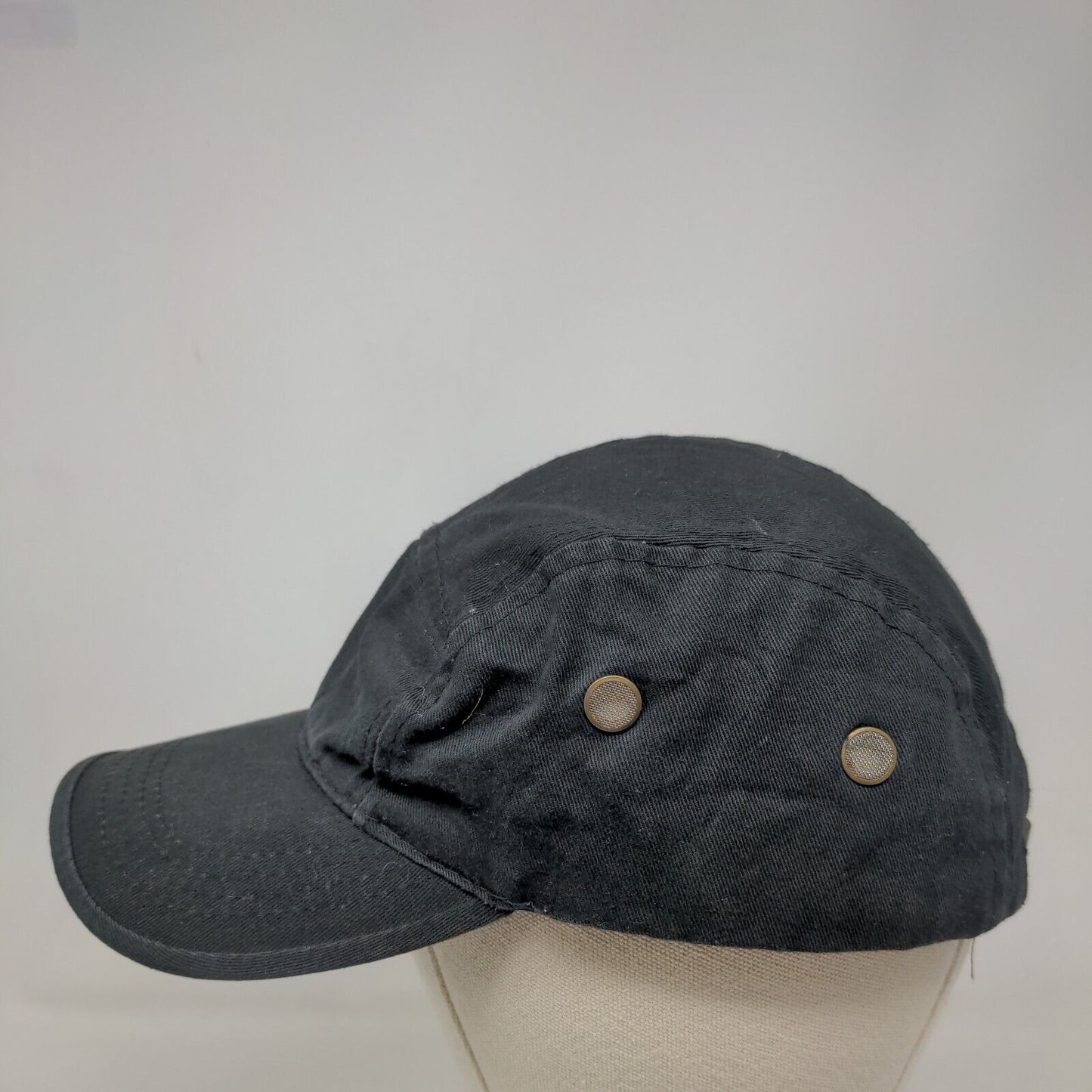 Unbranded Slideback 5 Panel Hat Black One Size Leather Strap Vent Holes