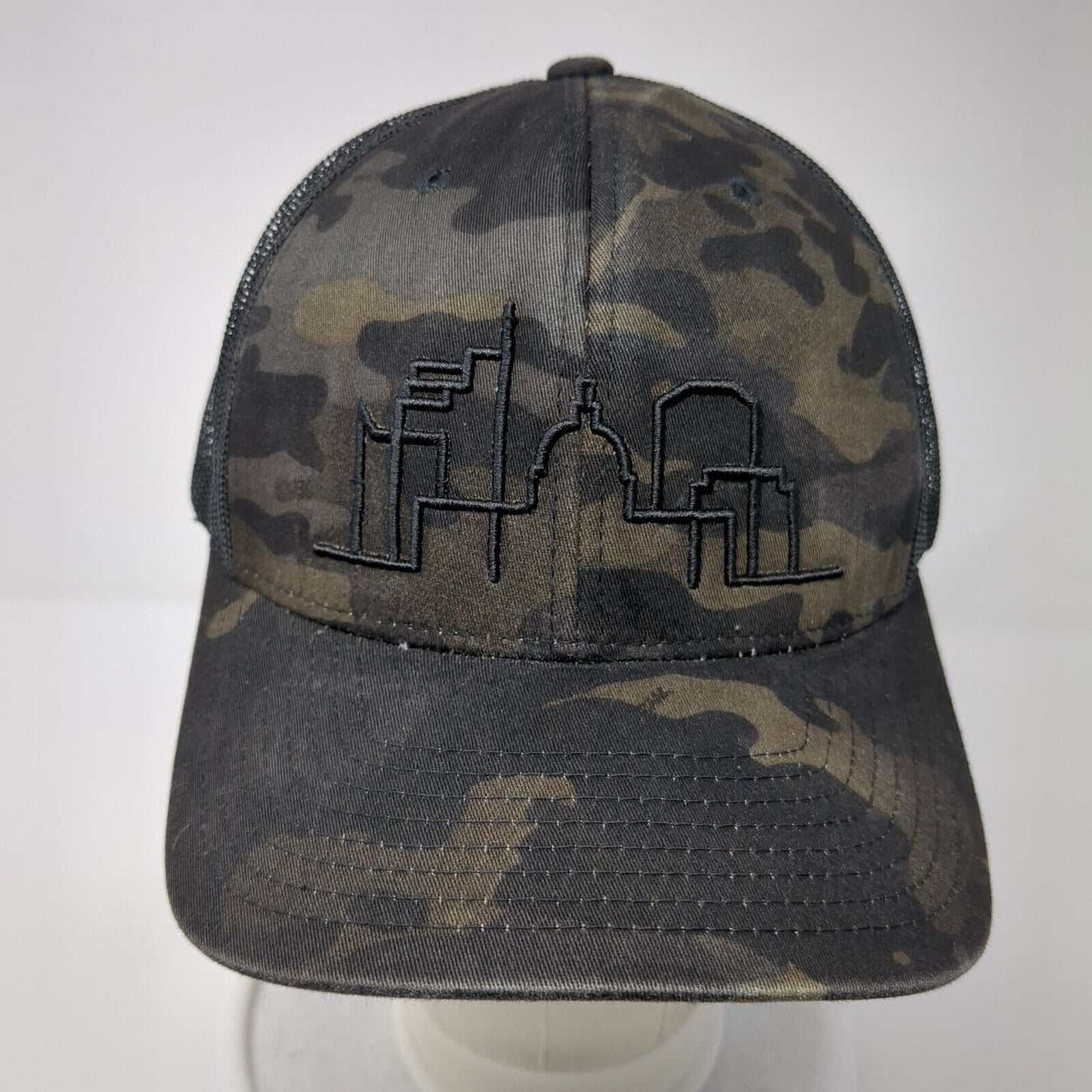 City of Real Estate Snapback Trucker Hat Camouflage OS Adjustable Mesh Yupoong