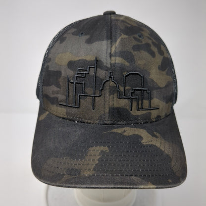 City of Real Estate Snapback Trucker Hat Camouflage OS Adjustable Mesh Yupoong