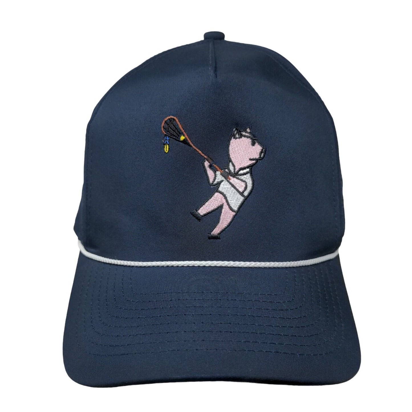 Pig Embroidered Snapback Hat Blue OSFA Adjustable Vented Holes Rope Imperial