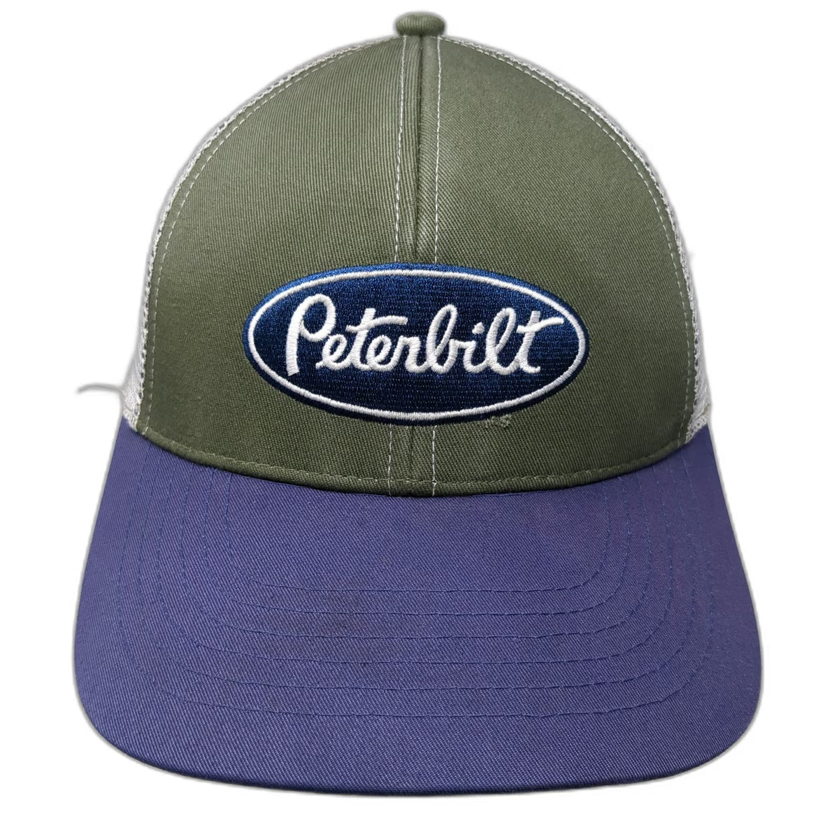 Peterbilt Baseball Cap Green Blue White One Size Mesh Snapback Hat Logo Patch