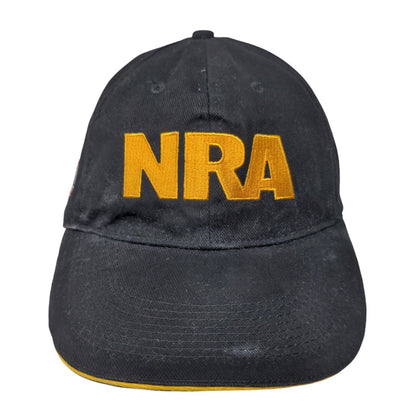 NRA Strapback Hat Black One Size Embroidered American Flag 6 Panel