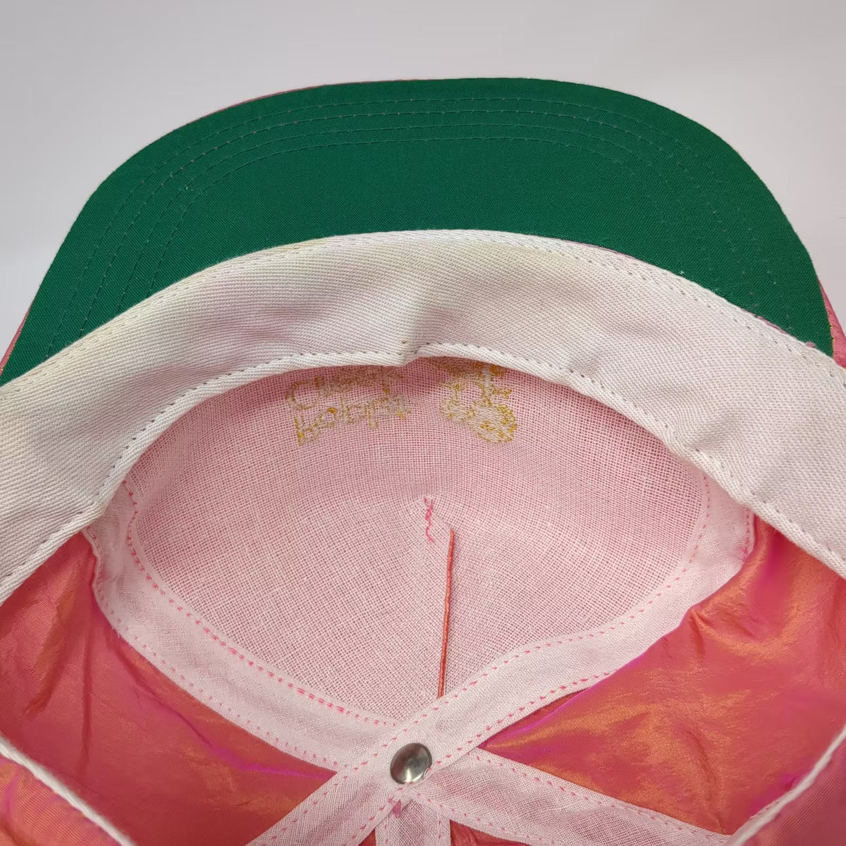 Town Talk Poplar Creek Country Club Golf Hat Pink Yellow OS Rope Brim USA Made
