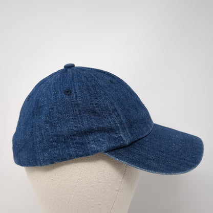 Unbranded Strapback Hat Solid Blue One Size Adjustable Denim Blank