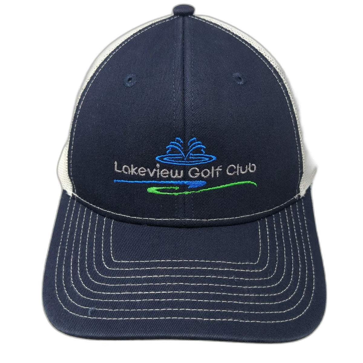 Port Authority Trucker Hat Blue One Size Lakeview Golf Club Mesh Back Snapback