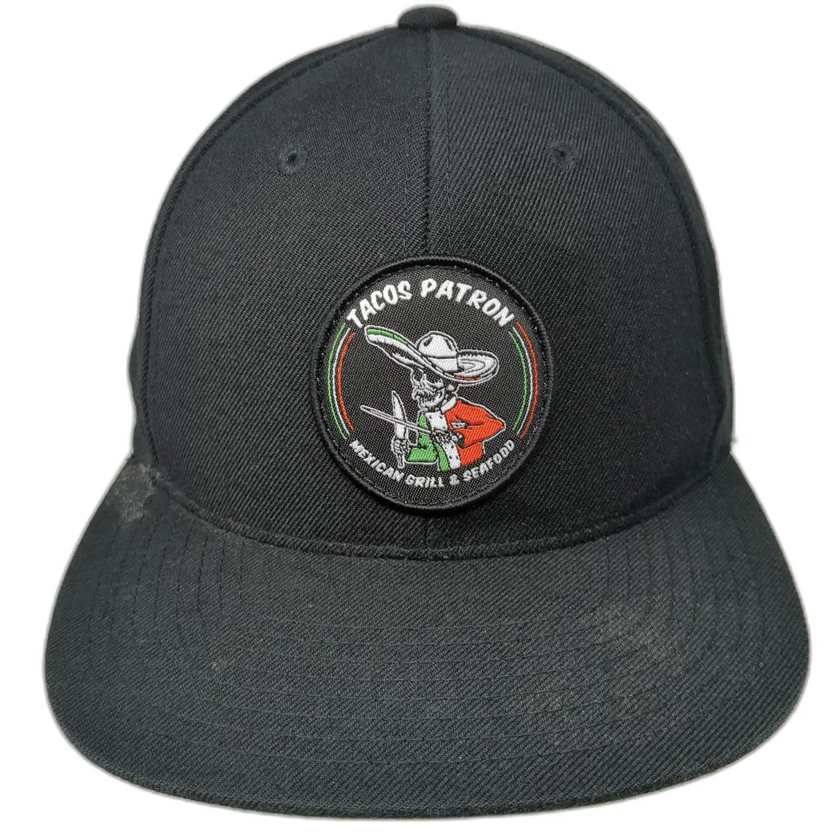Sport-Tek Snapback Hat Black One Size Tacos Patron Mexican Grill Seafood Patch