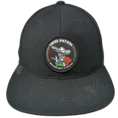 Sport-Tek Snapback Hat Black One Size Tacos Patron Mexican Grill Seafood Patch