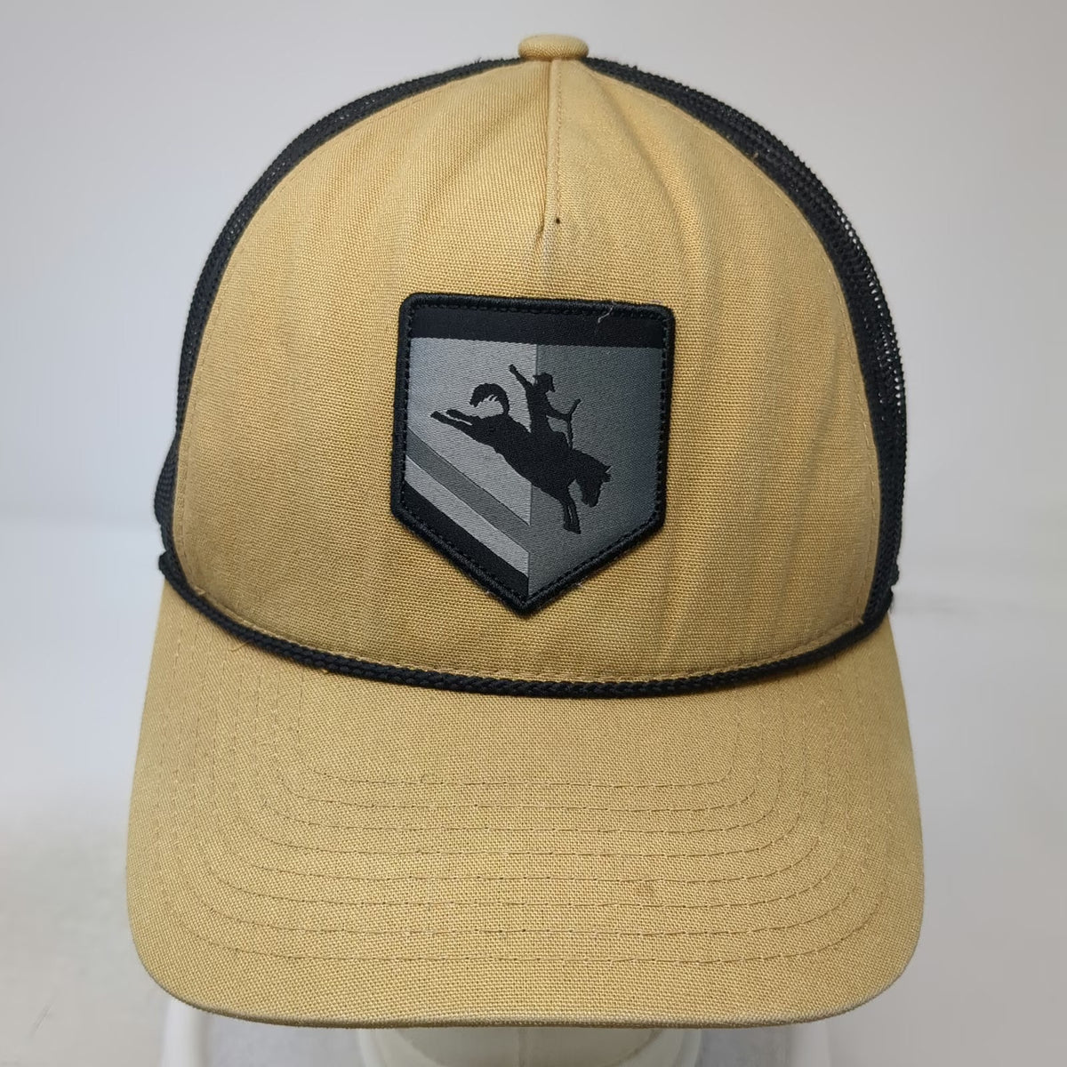 Hooey Roughy Trucker Hat Brown One Size Snapback Mesh Rope Bucking Bronco Patch