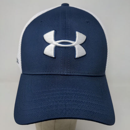 Under Armour Golf Men's Fitted Mesh Back Hat Blue White L-XL Embroidered Logo