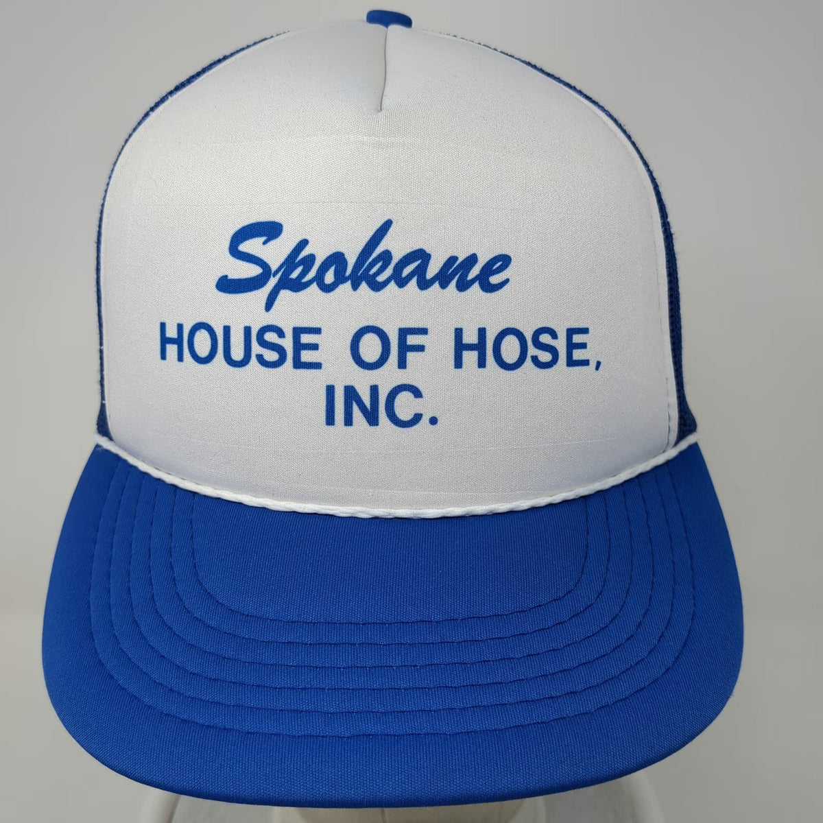 Spokane House Of Hose Inc Blue Trucker Hat One Size Snapback Mesh Foam Rope