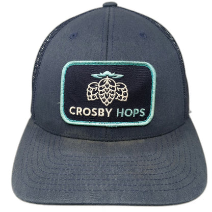 Yupoong Trucker Hat Blue One Size Crosby Hops Patch Mesh Snapback Adjustable