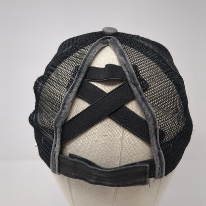 Could Be A Train Station Kinda Day Ponytail Strapback Hat Gray OS Mesh Back