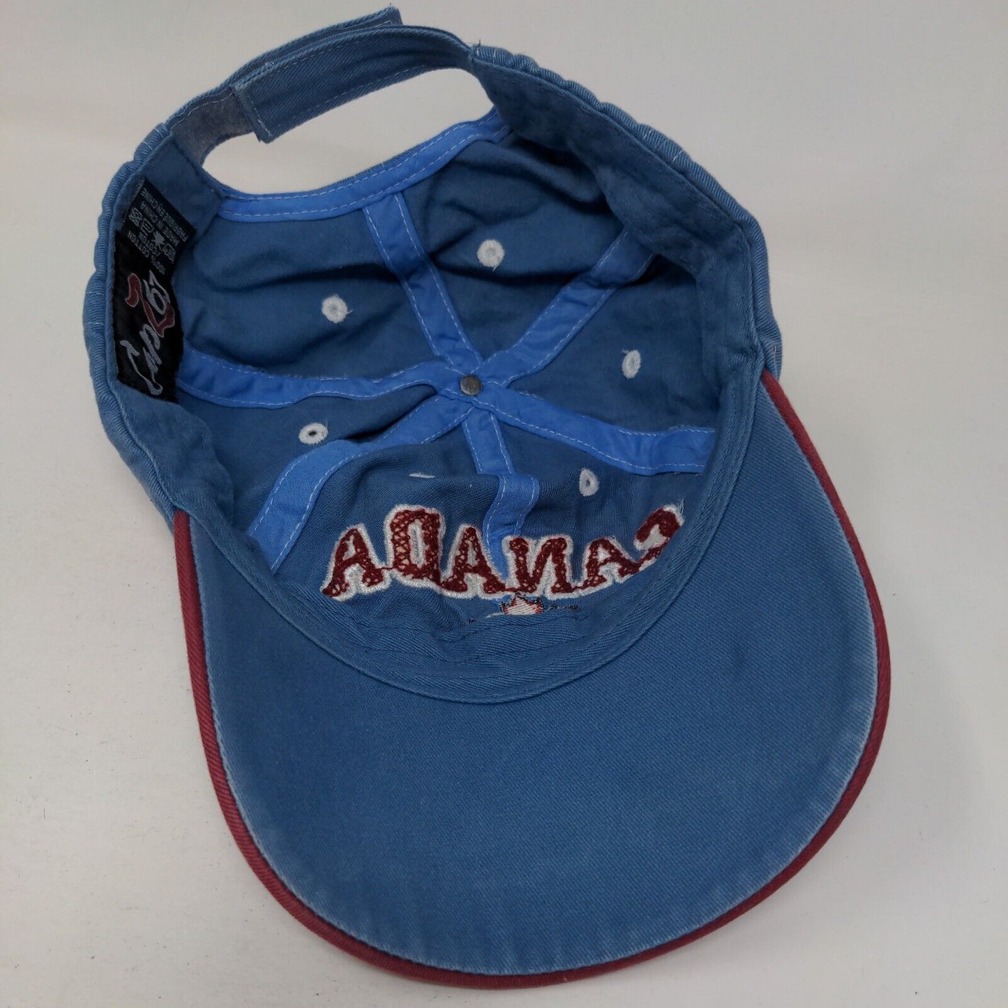 Canada Maple Leaf Strapback Hat Blue One Size Embroidered Adjustable