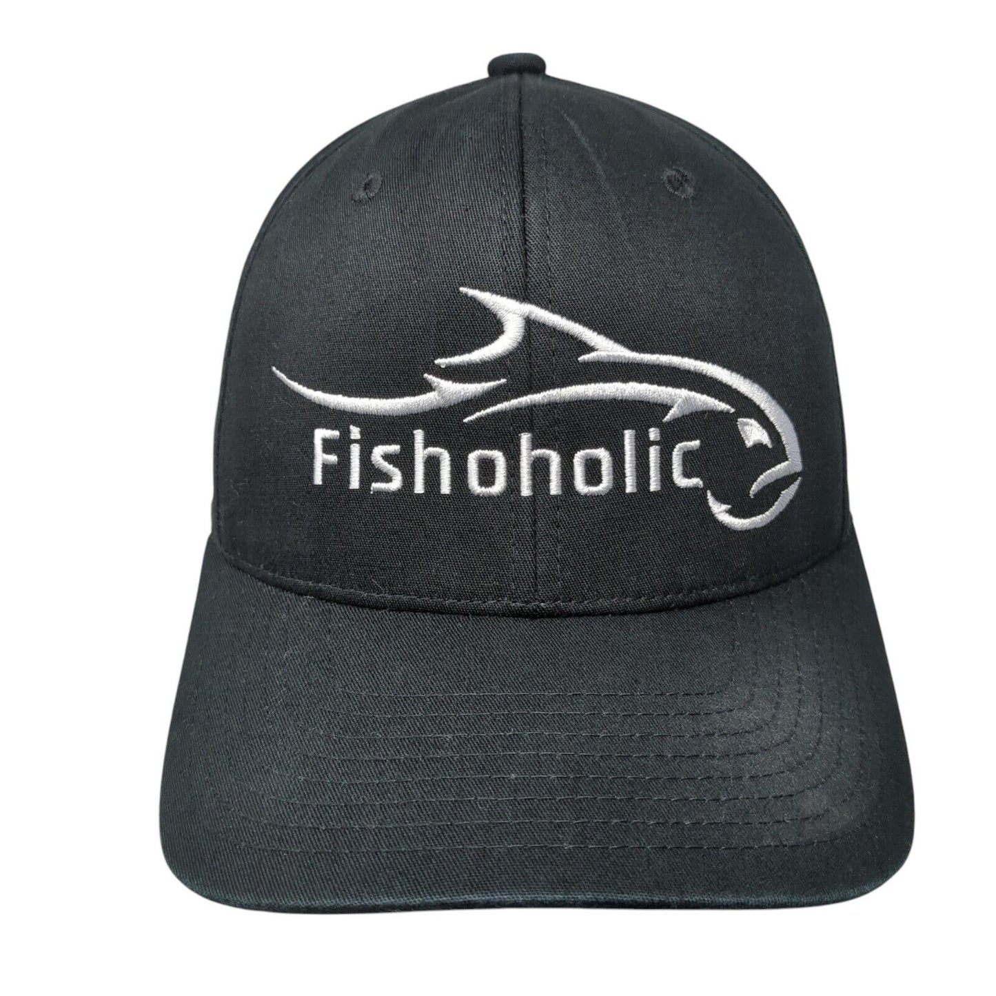 Fishoholic Bend Your Rod Fitted Hat Black S-M Solid Flexfit Yupoong