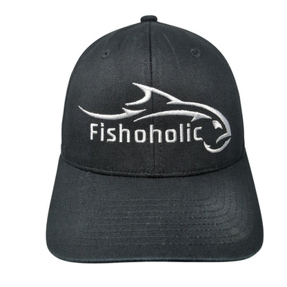 Fishoholic Bend Your Rod Fitted Hat Black S-M Solid Flexfit Yupoong