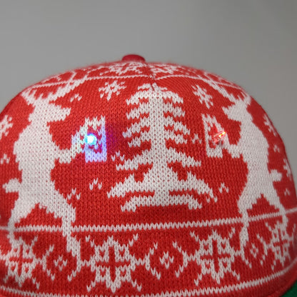 Holiday Time Trucker Hat Red Green OS LED Light Knit Christmas Tree W/Tags
