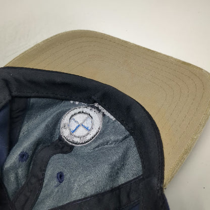 BMW Baseball Cap Blue One Size Leather Strap Suede Brim Motorcycles Logo hat