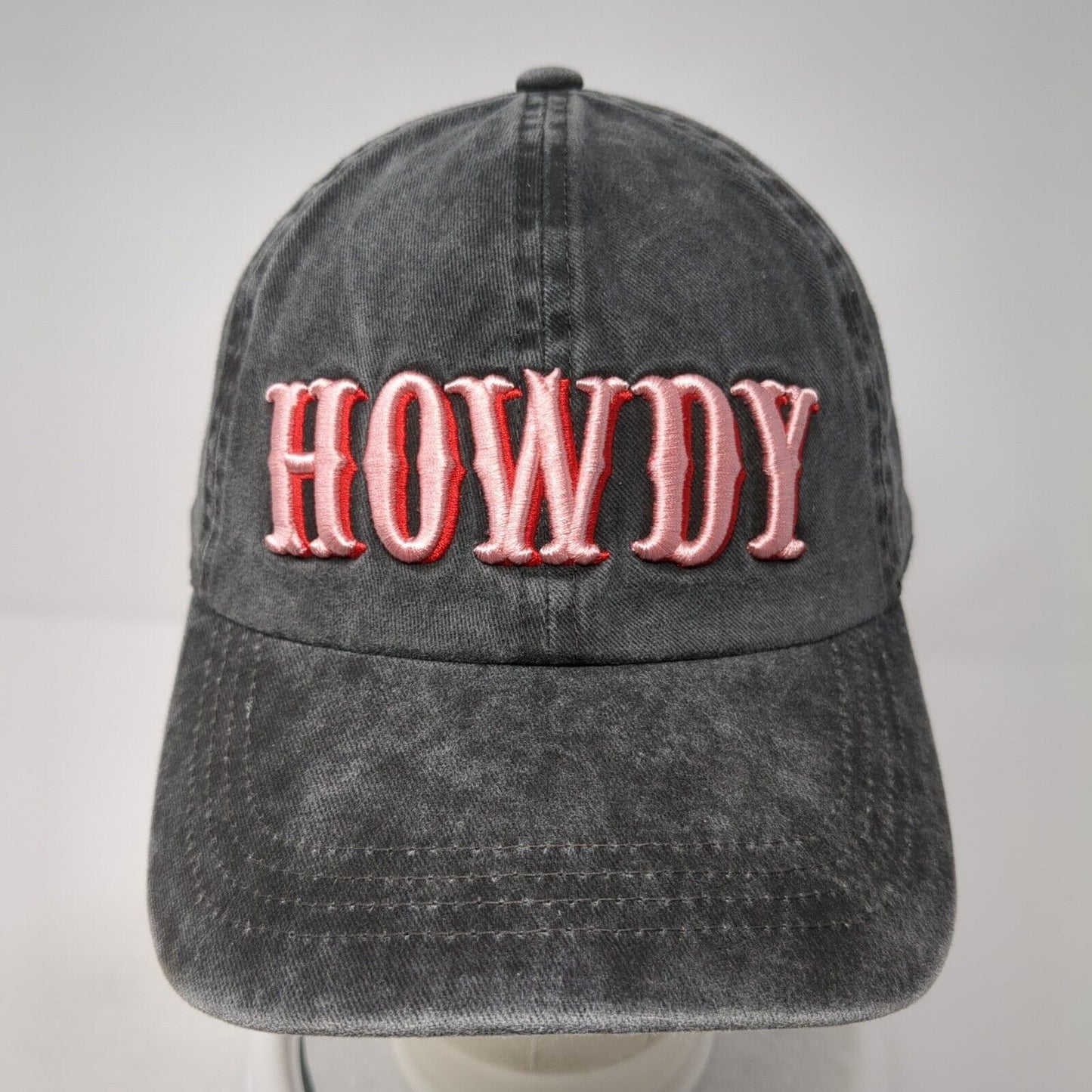 Howdy Slideback Hat Gray One Size Adjustable Embroidered Western 6 Panel