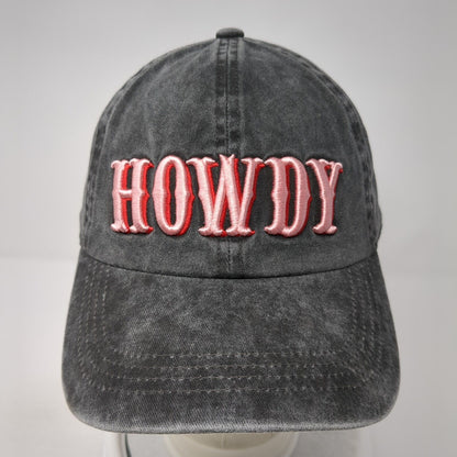 Howdy Slideback Hat Gray One Size Adjustable Embroidered Western 6 Panel