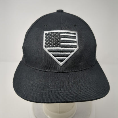 American Flag Fitted Hat Black Small Embroidered Solid 6 Panel Zephyr
