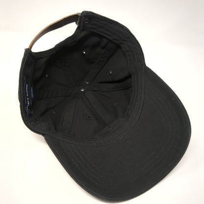 Tommy Hilfiger Slideback Hat Black One Size Embroidered Leather Strap