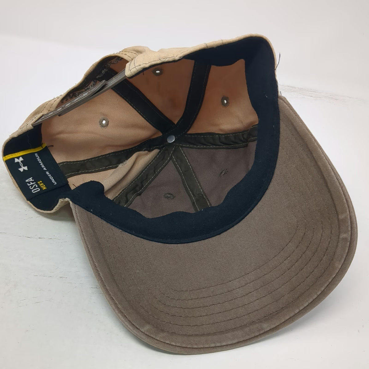 Under Armour Snapback Hat Brown One Size Two Tone Logo Embroidered Baseball Cap