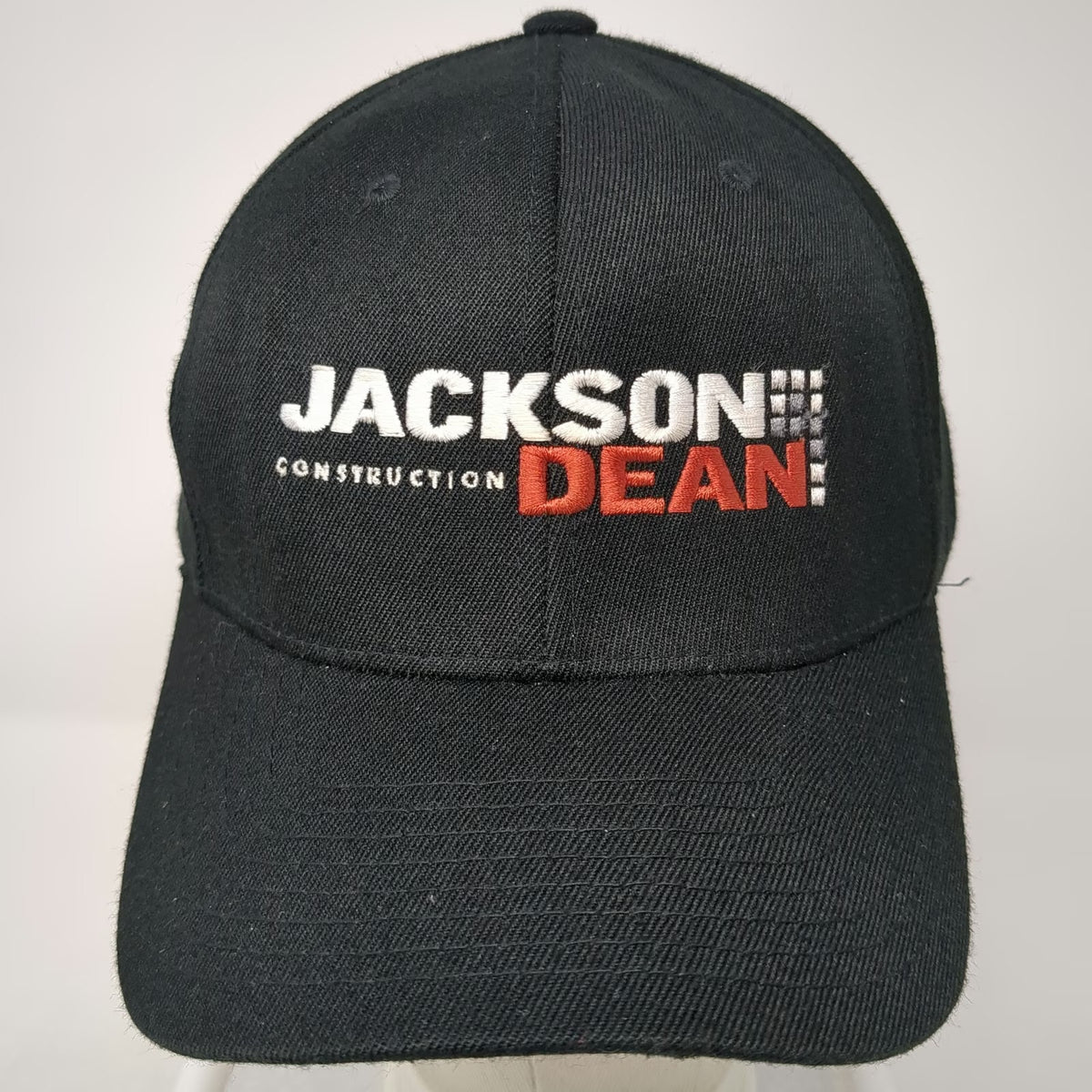Flexfit Baseball Cap Black XL Jackson Construction Dean 6 Panel Curved Brim Hat