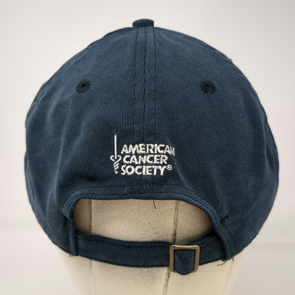 American Cancer Society Baseball Cap Blue One Size Pink Ribbon Slideback Hat