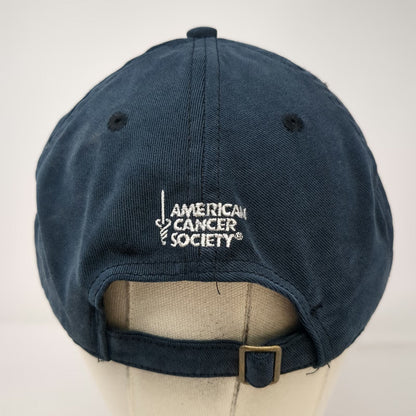 American Cancer Society Baseball Cap Blue One Size Pink Ribbon Slideback Hat