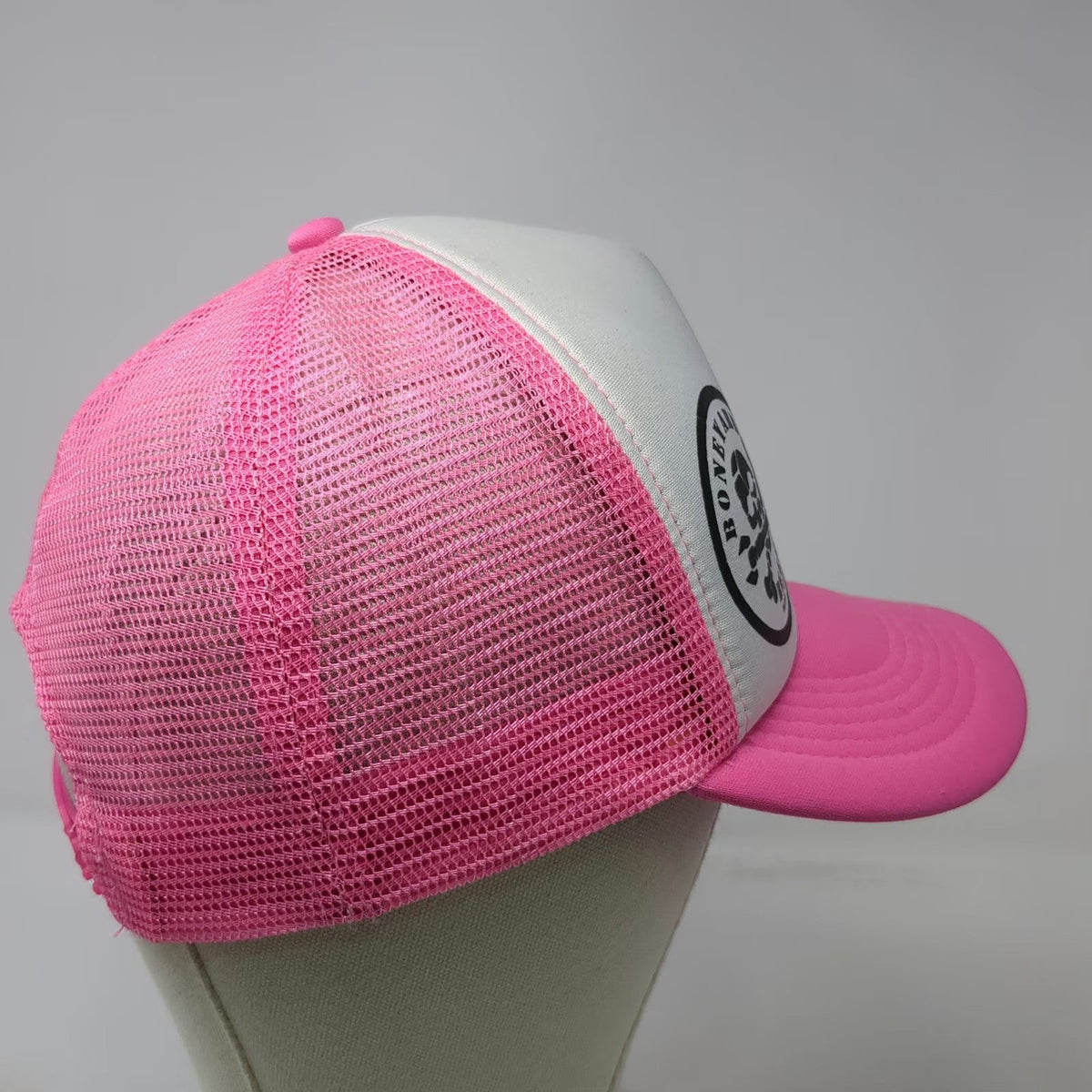 Cobra Trucker Hat Pink White OS Boneyard Beer Bend Oregon Brewery Mesh Snapback