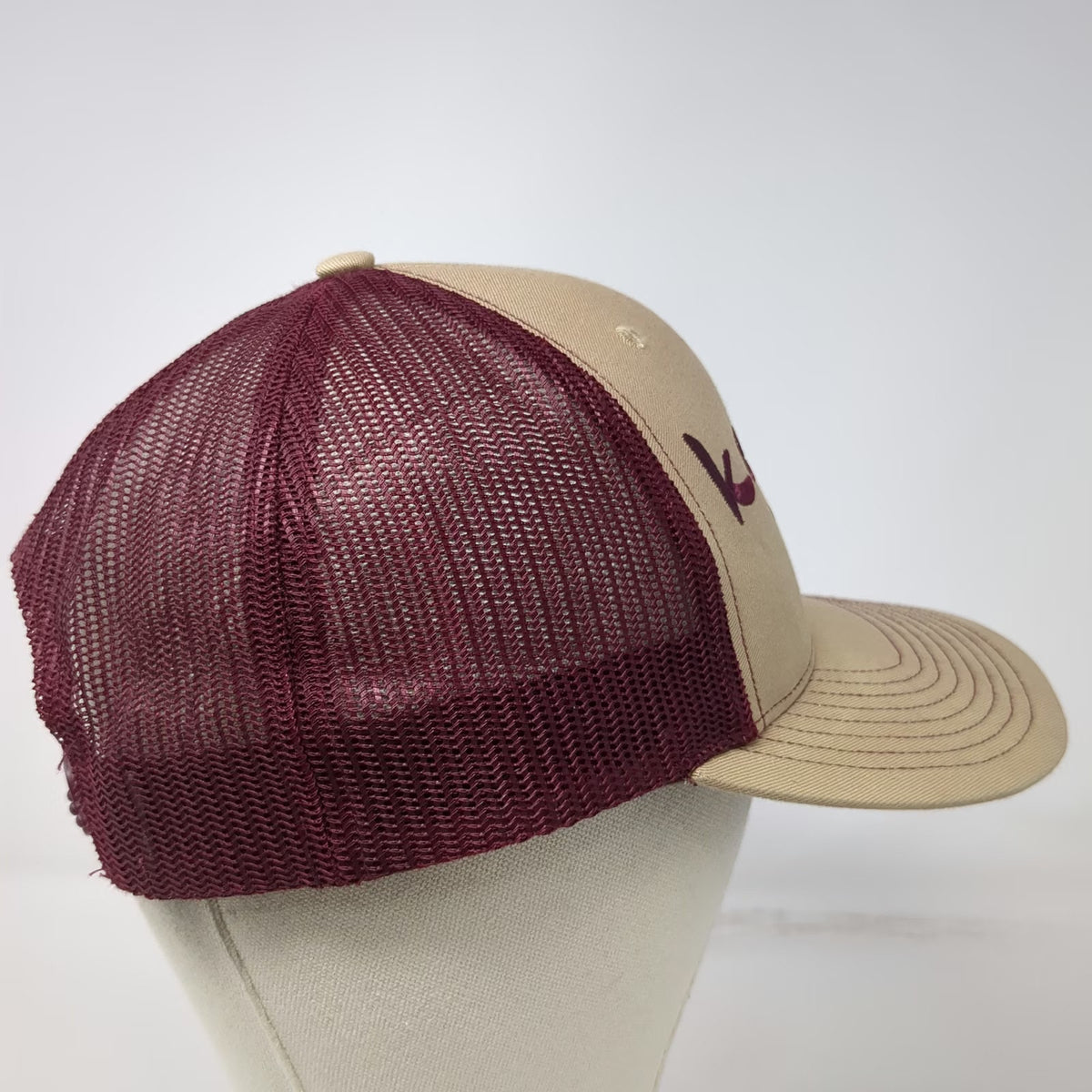 Richardson Trucker Hat Beige Purple One Size Mesh Snapback Coffee Logo Cafe PB