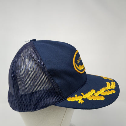 Captain Snapback Trucker Hat Blue One Size Adjustable Embroidered Mesh Back