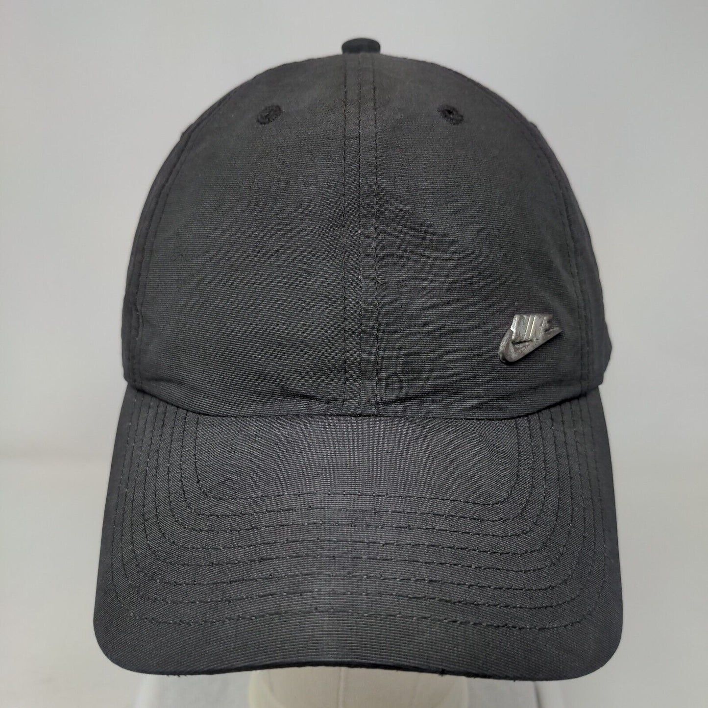 Nike Slideback Hat Black OSFA Adjustable Emblem Logo Vented Holes 6 Panel