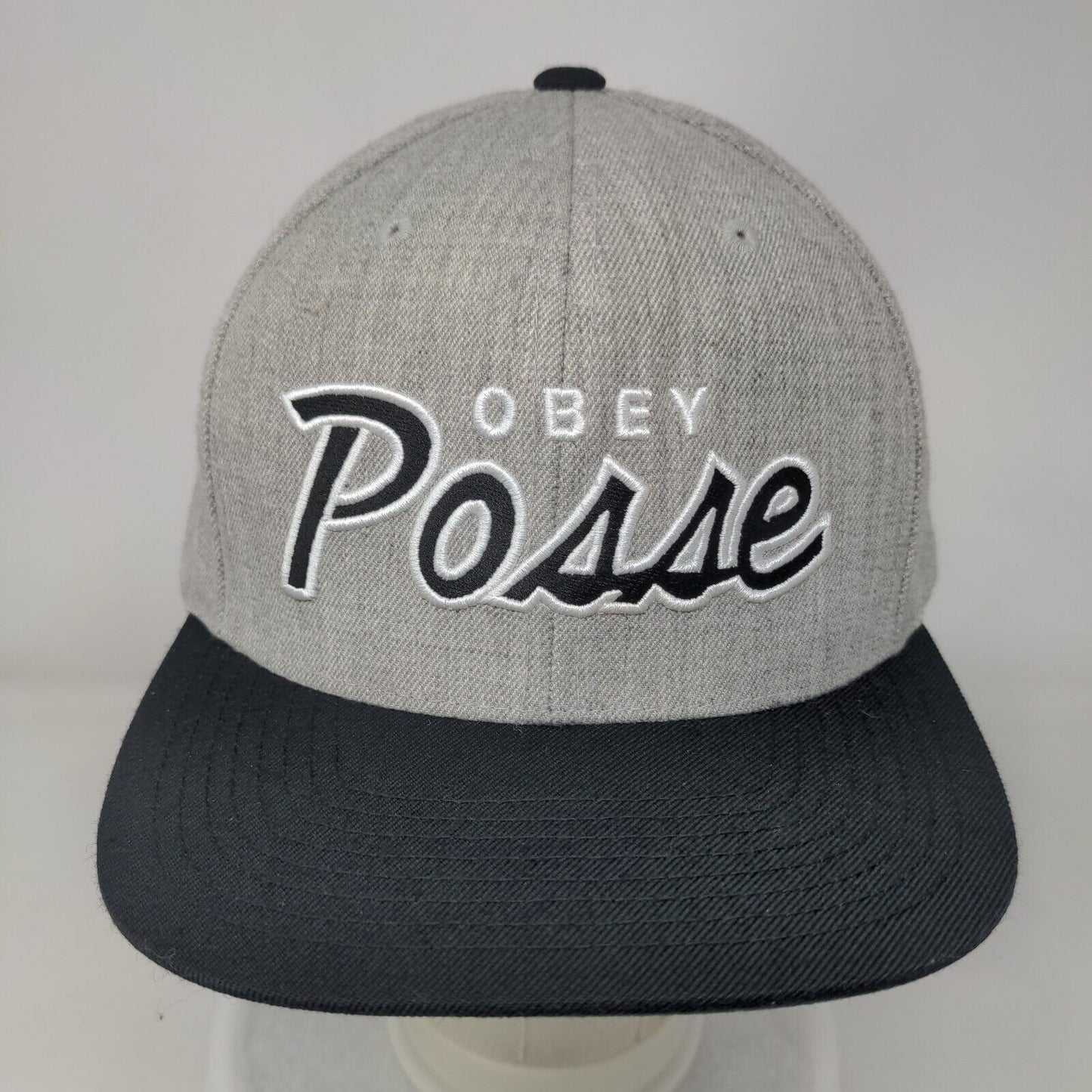 OBEY Posse Snapback Hat Gray OSFA Embroidered Vent Holes Colorblock