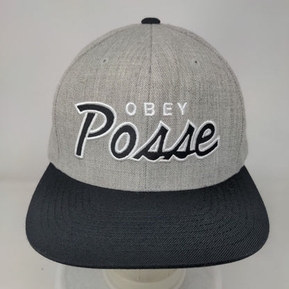 OBEY Posse Snapback Hat Gray OSFA Embroidered Vent Holes Colorblock