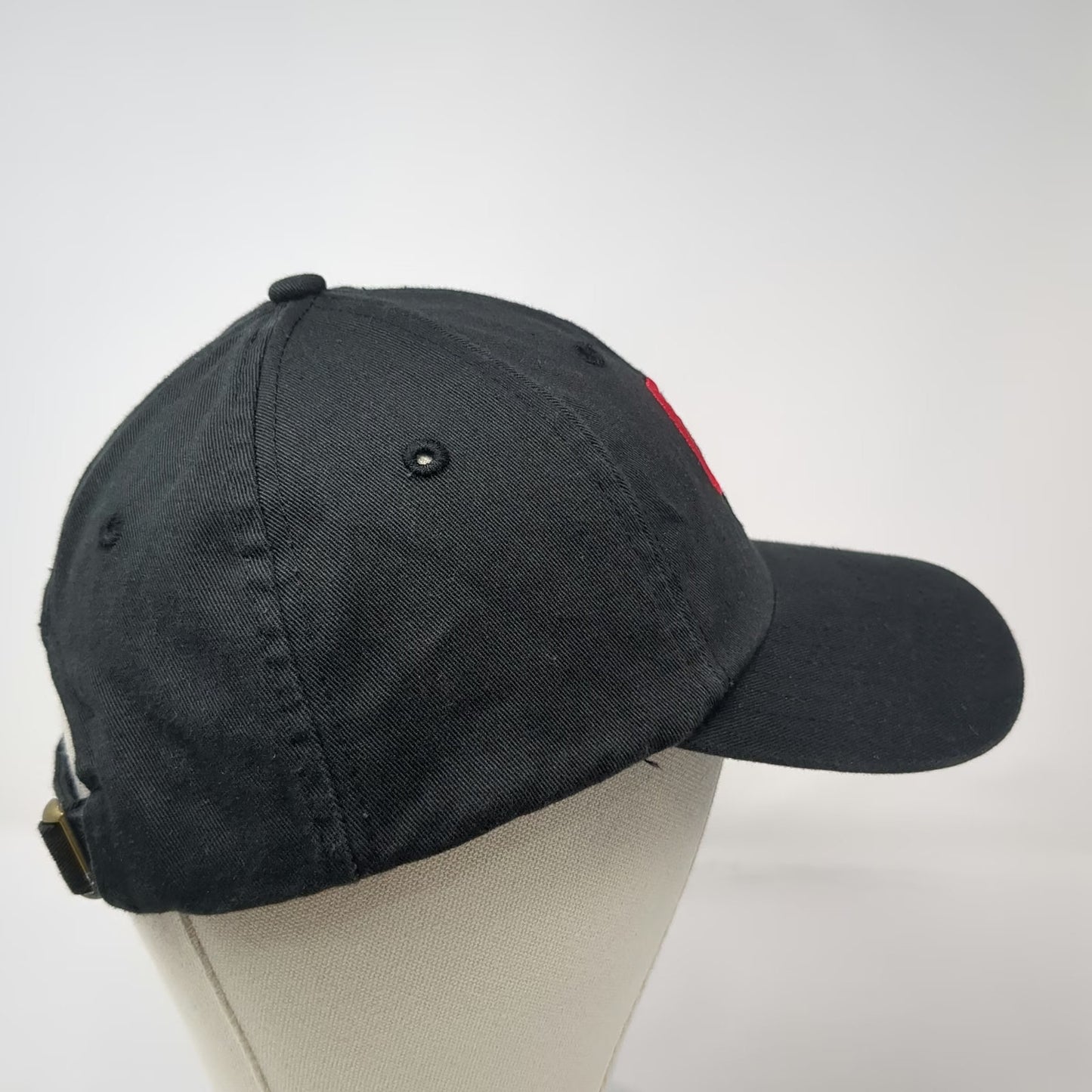 ESPN Logo Black Red Baseball Cap America OSFM Adjustable Cotton Slideback Hat