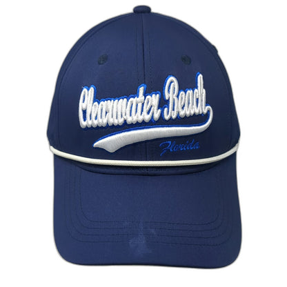 Free Style Baseball Cap Blue OSFM Strapback Clearwater Beach Florida Hat Rope