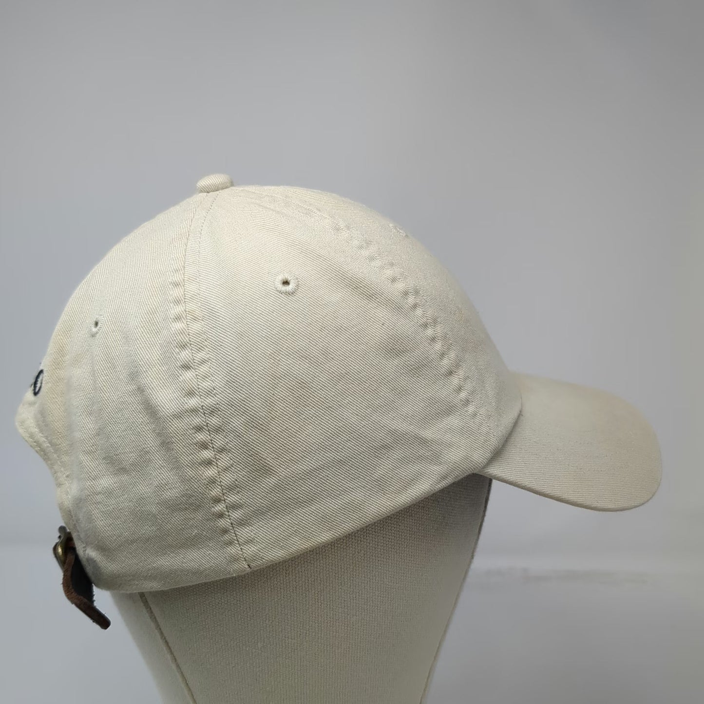 Polo Ralph Lauren Baseball Cap Beige One Size Leather Strapback Pony Logo Hat