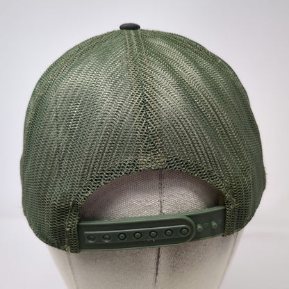 Grain & Garden Trucker Hat Green Camo 7 Panel One Size Leather Patch Snapback