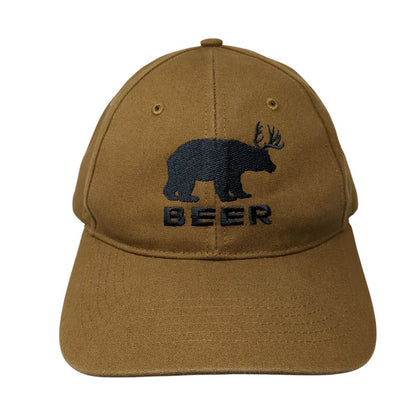 Beer Strapback Hat Brown One Size Adjustable Embroidered Richardson