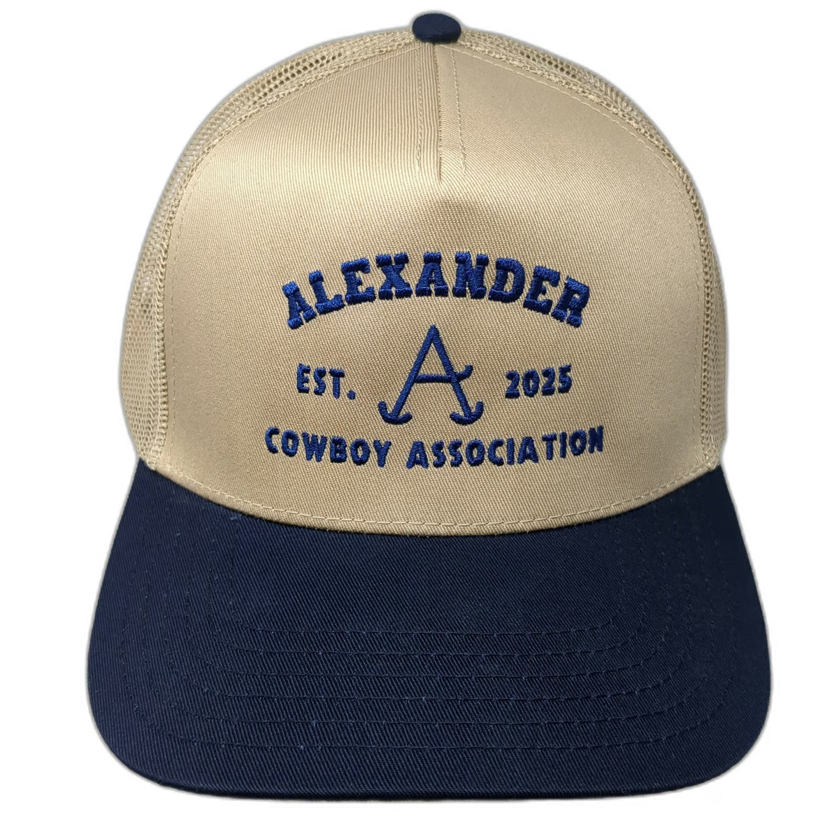 Otto Trucker Hat Beige Blue One Size Alexander Cowboy Association Snapback Mesh