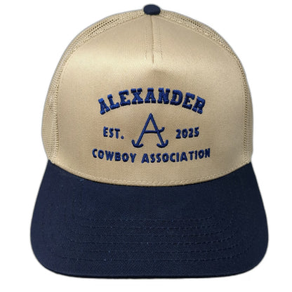 Otto Trucker Hat Beige Blue One Size Alexander Cowboy Association Snapback Mesh