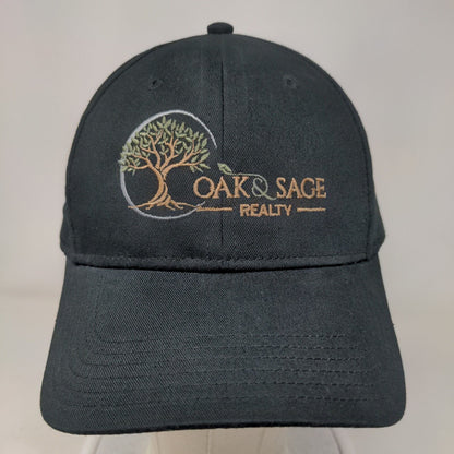 Oak & Sage Realty Strapback Hat Black OSFM Embroidered 6 Panel Otto