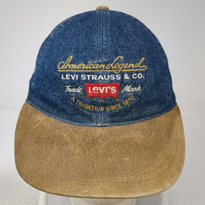 Levi's Baseball Cap Blue One Size Strapback Denim Suede Brim American Legend Hat