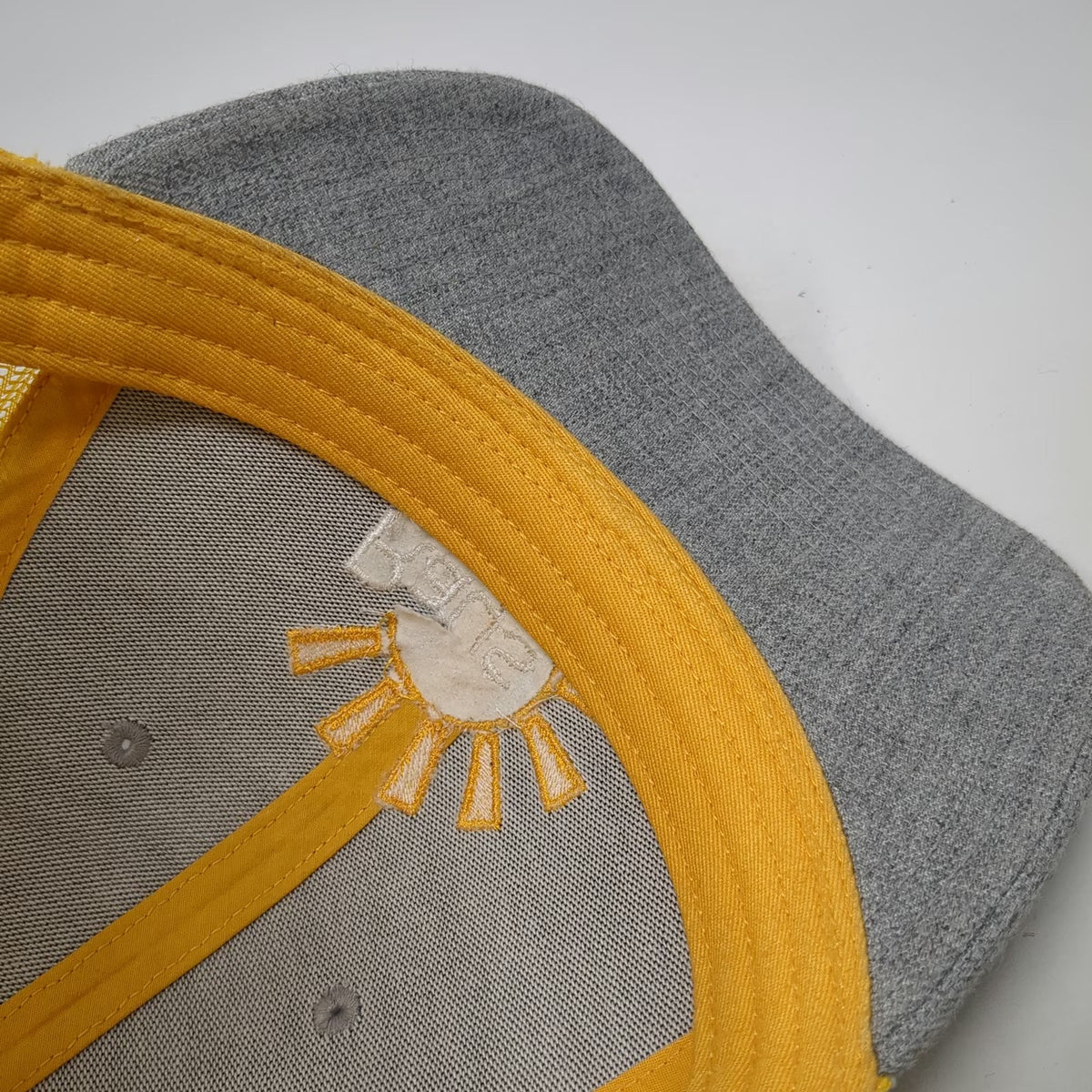 Fahrenheit Trucker Hat Gray Yellow One Size Mesh Back Snapback Rays for Rare Sun