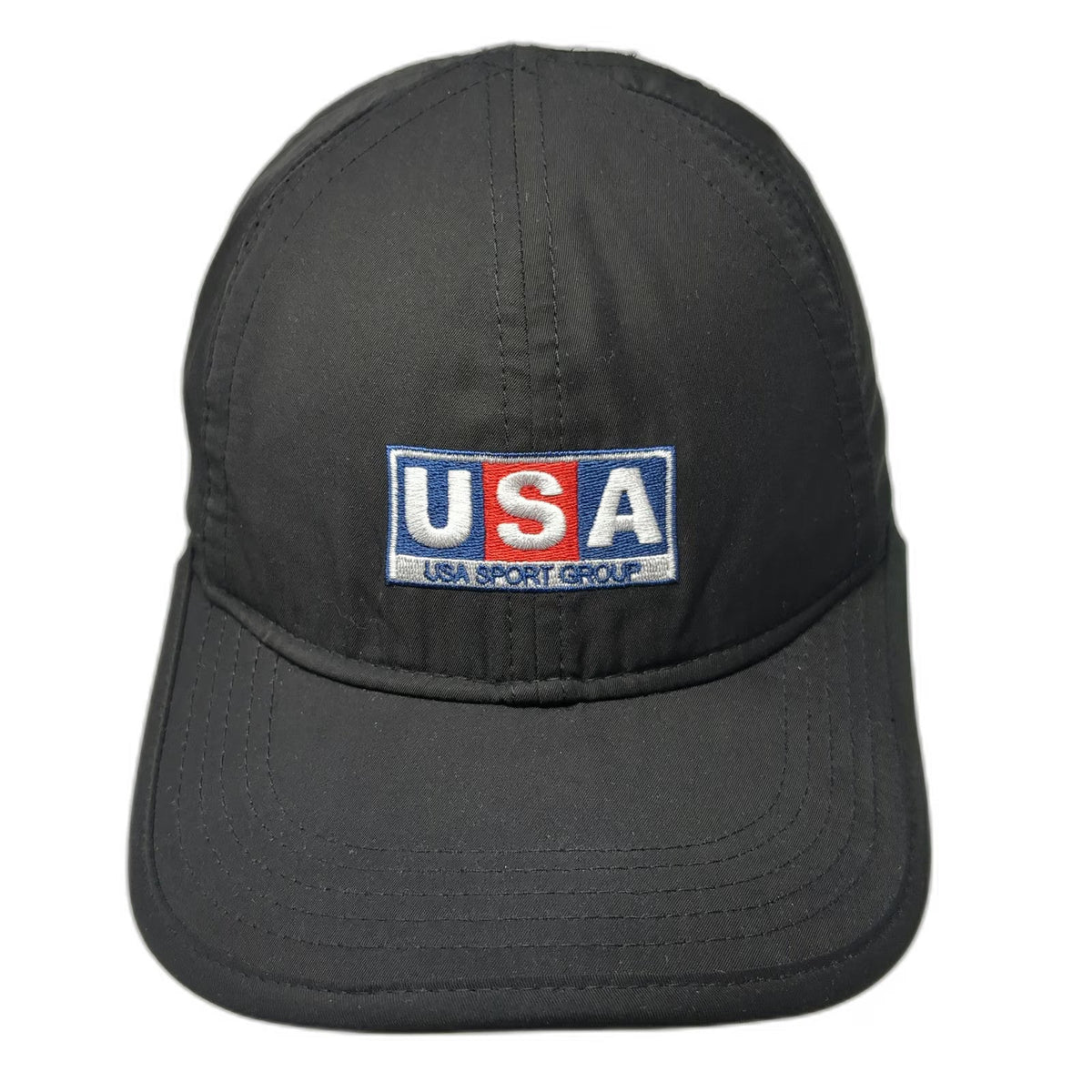 Baseball Cap Black One Size USA Sport Group Patch Perforated Strapback Hat
