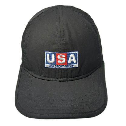 Baseball Cap Black One Size USA Sport Group Patch Perforated Strapback Hat