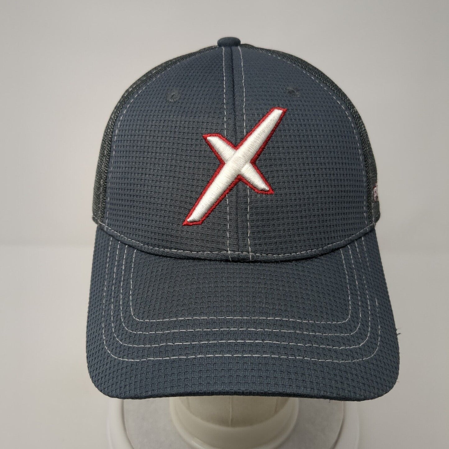 Plexus Worldwide Fitted Hat Gray L/XL Embroidered Vented Holes 6 Panel Polyester