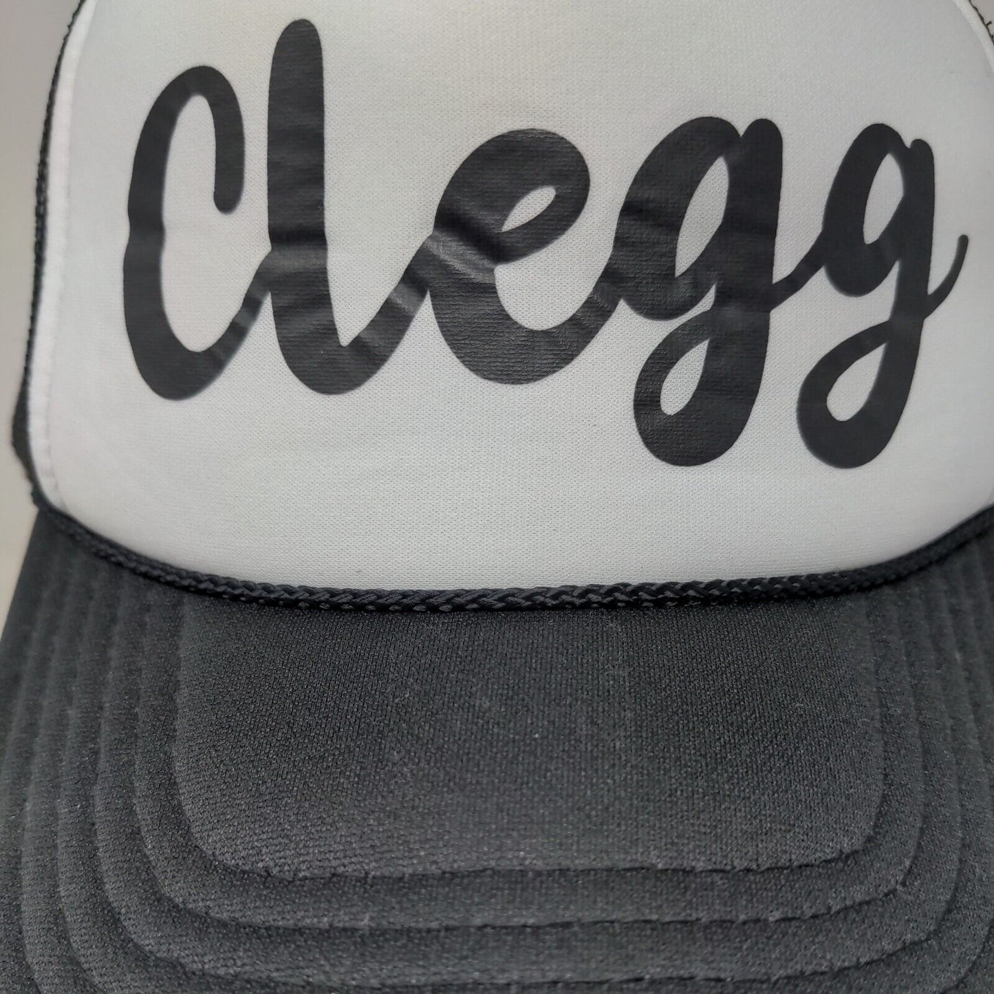 Clegg Snapback Trucker Hat Black OSFM Adjustable Mesh Back Rope Otto Polyester